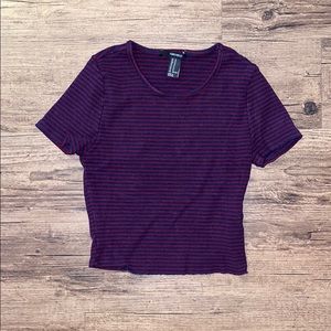 Forever21 red and blue striped crop top